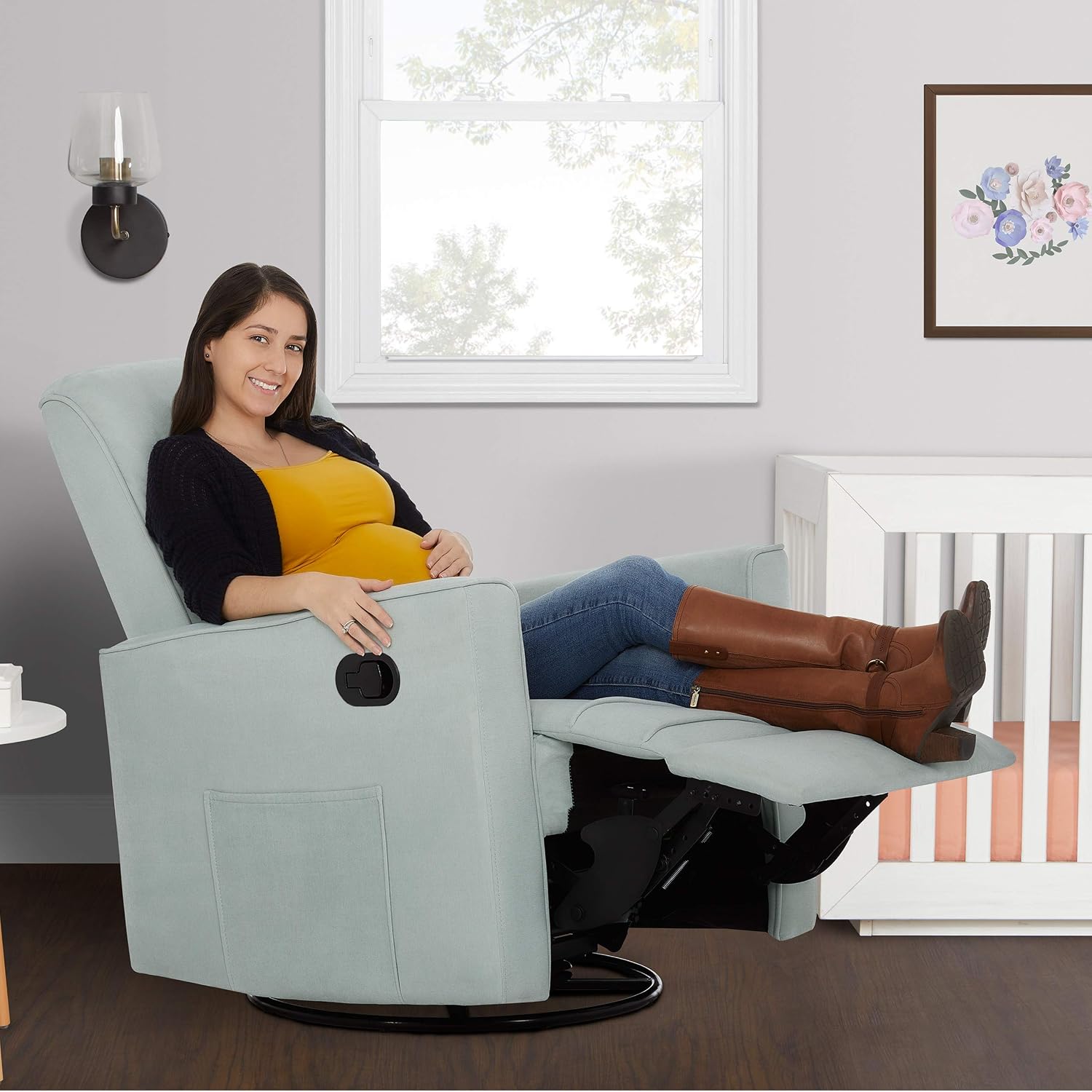 Evolur Raleigh Basic Glider, Recliner and Rocker in Light Blue