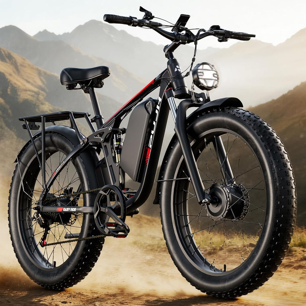 Electric Bike for Adults - 4000W Dual Motor Ebike with 52V 25Ah Removable Battery, Up to 100 Miles Range, 24' Fat Tire E Bike for Off-Road Mountain Snow Commuter Men Women