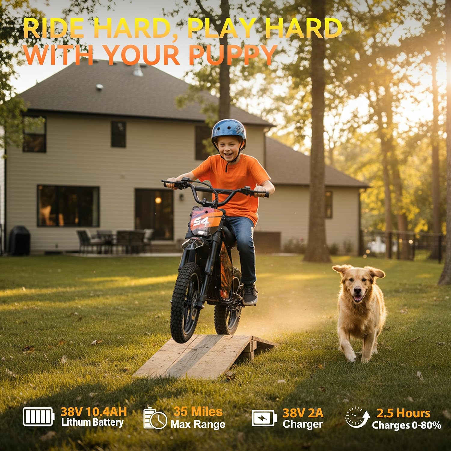 eAhora S4 Electric Dirt Bike for Kids 5-14,Peak 1200W Electric Motorcycle - Up to 26.8 Mph, 48V 10.4AH Battery 37 Miles Long-Range, Full Suspension Disc Brake,3-Speed Off-Road Dirtbike for Boys Girls