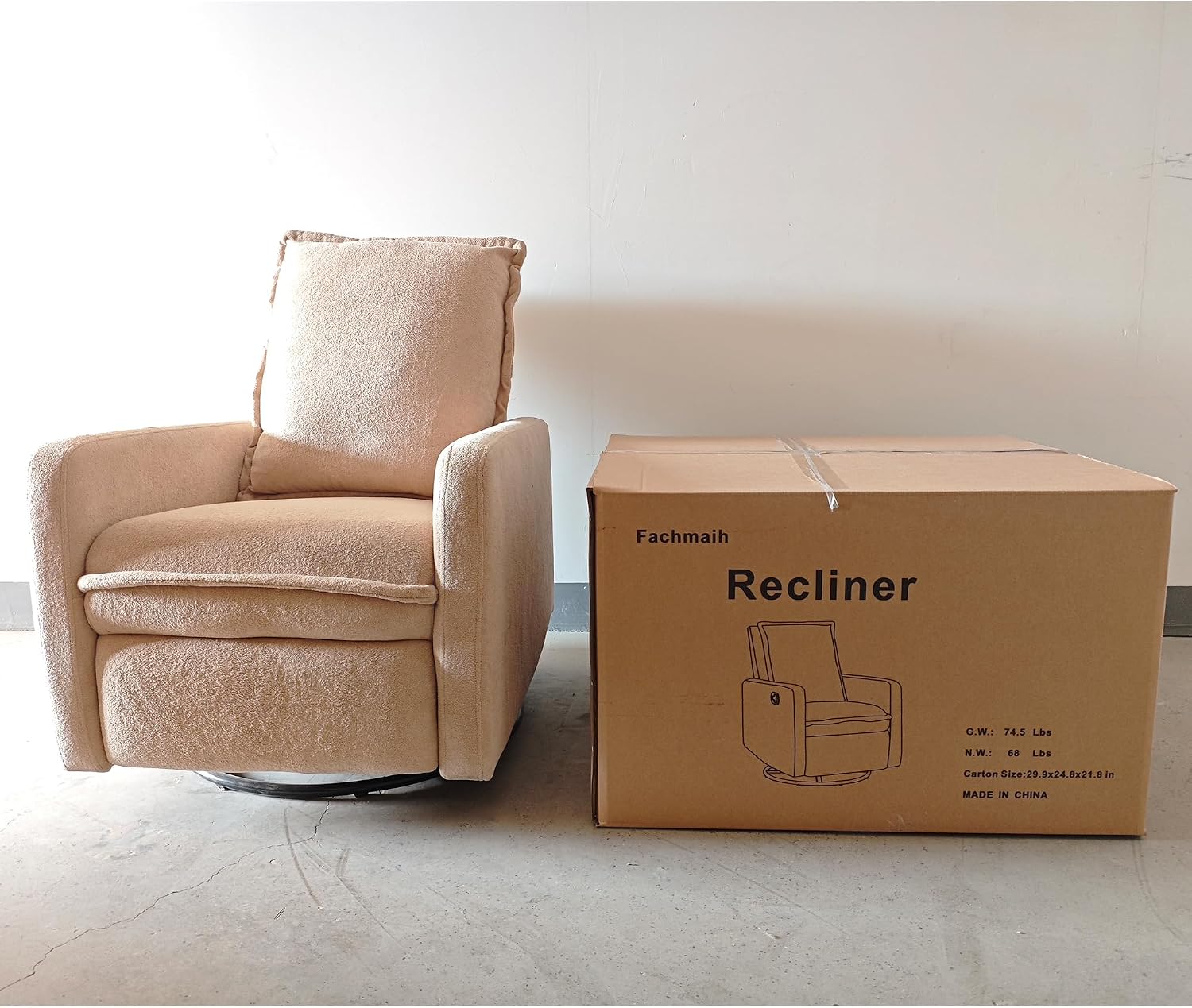 Swivel Rocking Chair Nursery Glider Recliner Manual Swivel Rocker Recliner Comfy Living Room Chairs (Brown)