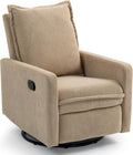 Swivel Rocking Chair Nursery Glider Recliner Manual Swivel Rocker Recliner Comfy Living Room Chairs (Brown)