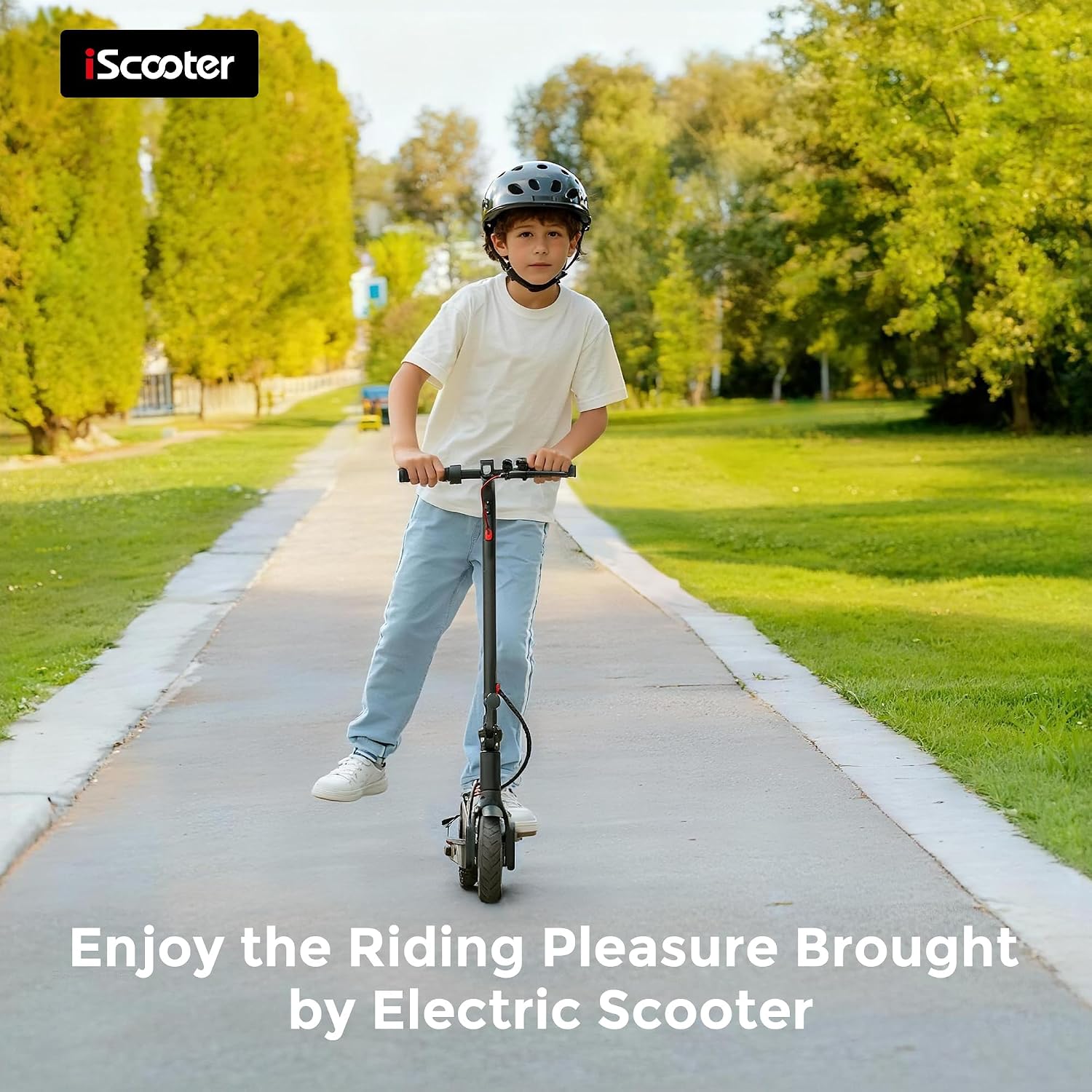 iScooter Electric Scooter Adults & Big Kids, Cruise Control, Dual Braking System, Smart App, Foldable Electric Scooter for Commuting & Campus Use