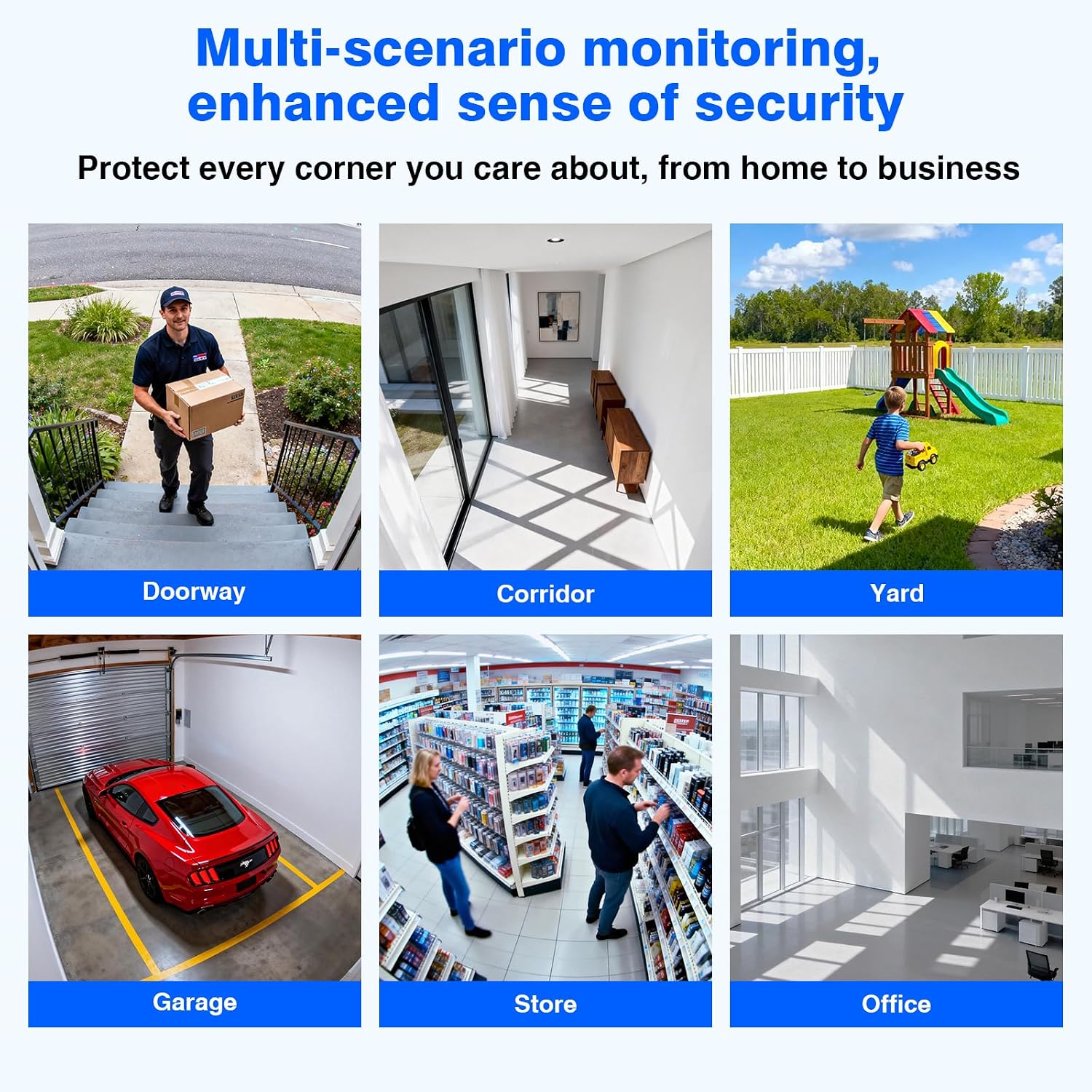 Wireless Security Camera System with 12' Monitor, Human Detection, Floodlight, Siren Alarm, 2-Way Audio, 4PCS 5MP Camera, Expandable 16CH NVR, Home Business Surveillance, 3TB HDD
