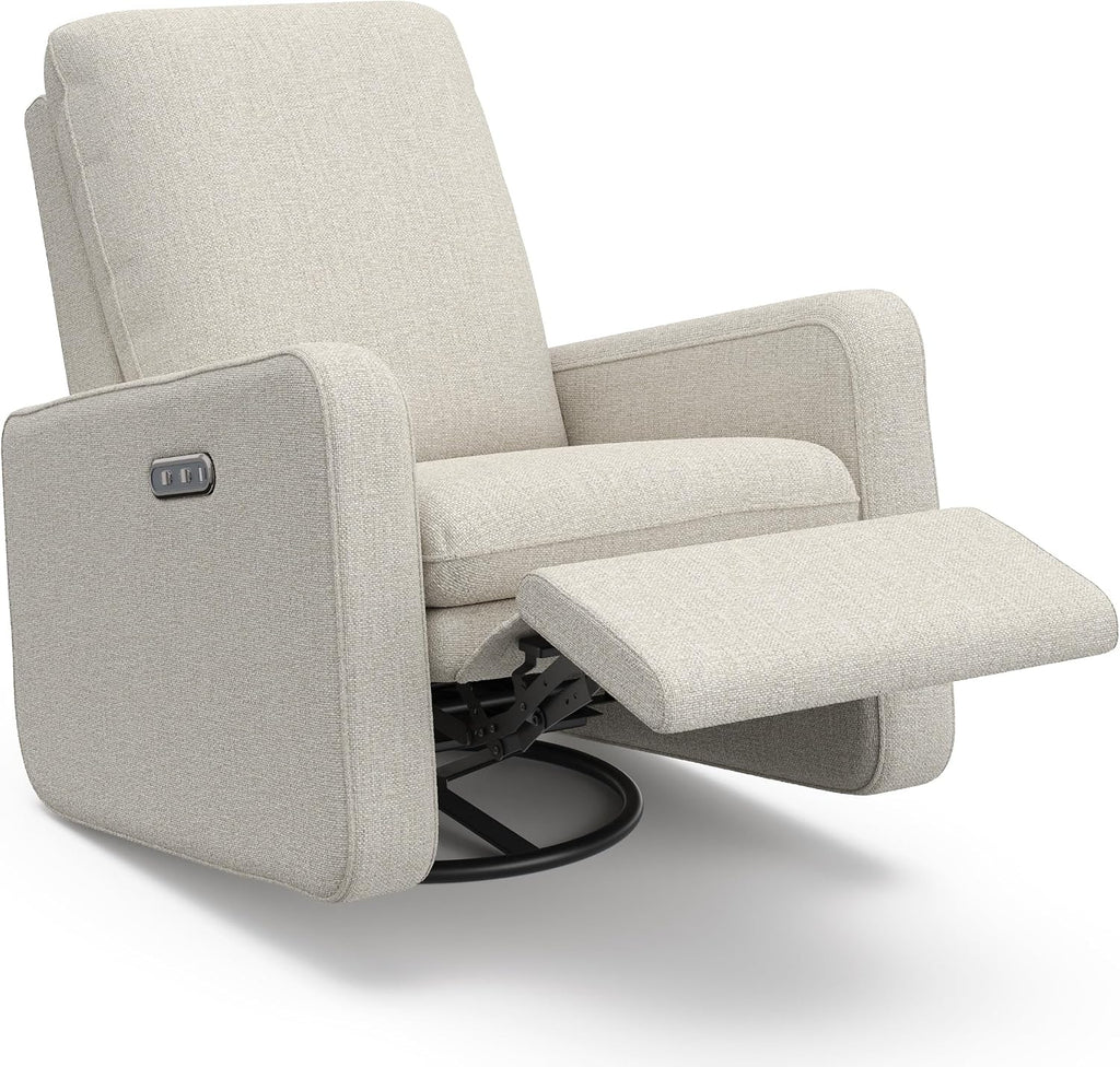 Graco Teddi Power Recliner Swivel Glider, Electronic Power Recline, Oeko-TEX 100 Certified, USB-A & USB-C Charger, Premium Cushioning & Comfort – (Dune Basketweave)