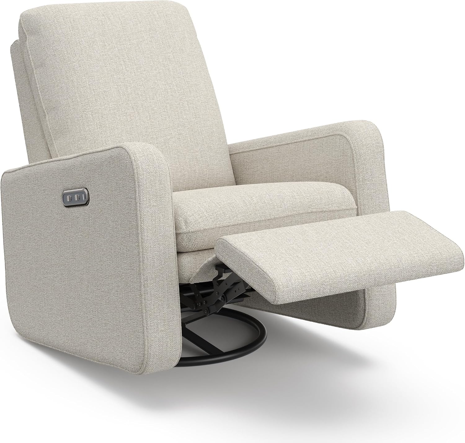 Graco Teddi Power Recliner Swivel Glider, Electronic Power Recline, Oeko-TEX 100 Certified, USB-A & USB-C Charger, Premium Cushioning & Comfort – (Dune Basketweave)
