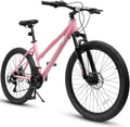 Ecarpat 24 26 Inch Women Girls Mountain Bike, Disc/V Brakes 21 Speeds Women Bike, Sturdy Steel Frame and Suspension Fork, Stylish Adult and Teens Bicycle for Urban Trail Snow Commuter
