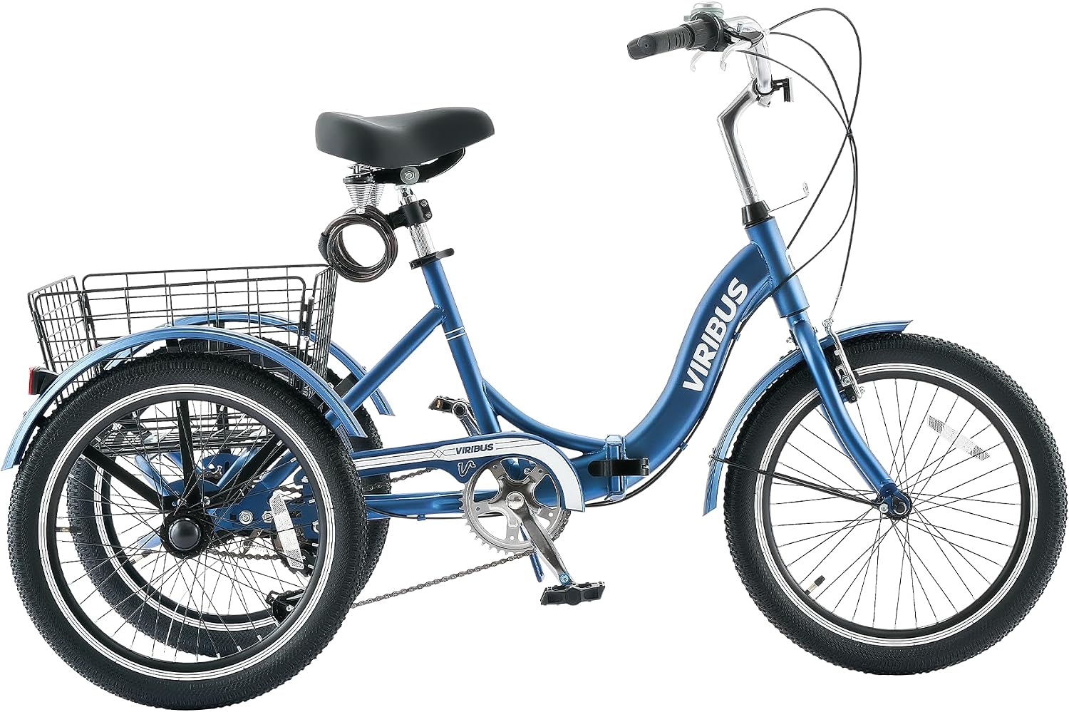 VIRIBUS Folding Tricycle for Adults, 20 inch Foldable Adult Tricycle 1 or 7 Speed Speed with Basket, Folding 3 Wheel Bikes for Adults Senior Women Men, Collapsible Mini Trike, Three Wheeler 330lb.