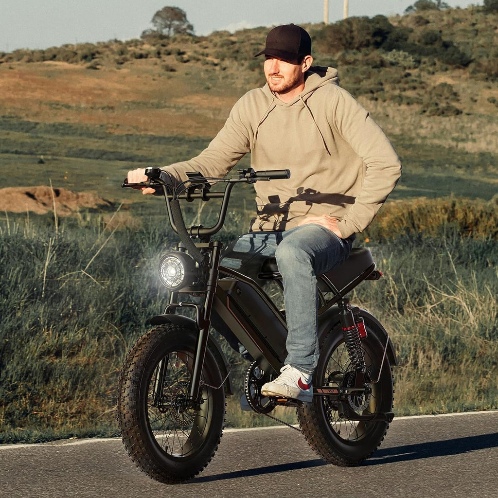 Jasion 3000W Electric Bike for Adults,Electric Dirt Ebike 80 Miles Range,Moped Style E Bike 32 MPH,20'*4 Fat Tire Off Road Bike with Cruise Control,Dual Suspension E Motorcycle,with Footrest