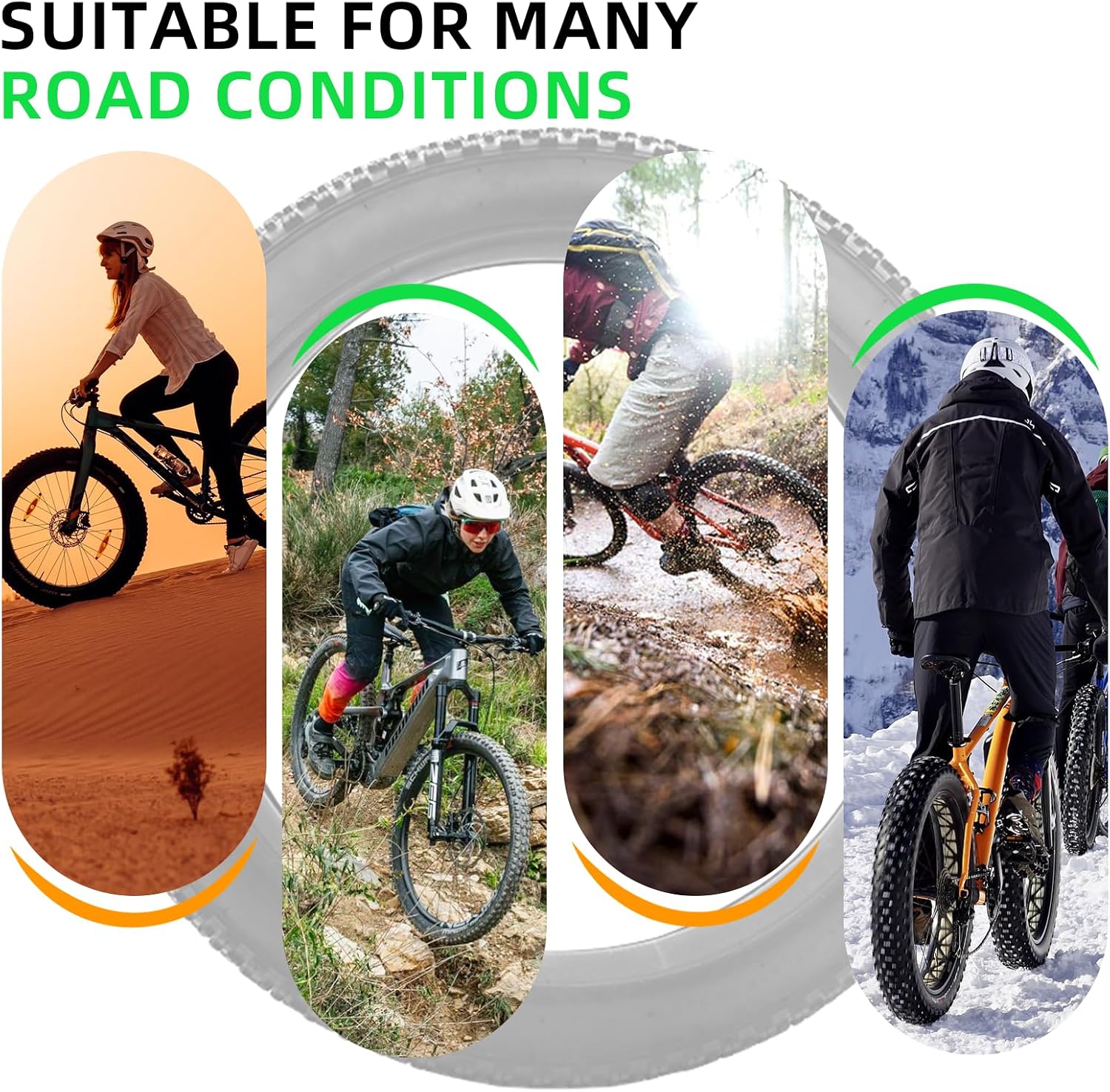 26 x 4.0/26 x 4.9 Inch Fat Tire Bike with Inner Tubes Kit:Replacement Adult Electric Bike Tire and Folding Inner Tube Set Compatible Wide Mountain Snow Tires,2 Pcs