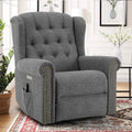Power Swivel Rocking Glider Recliner Chair with Massage and Heat, Electric Nursery Glider Rocker for Living Room, Wingback Tufted Upholstered Recliner Chair with Type-C & USB Ports, Grey