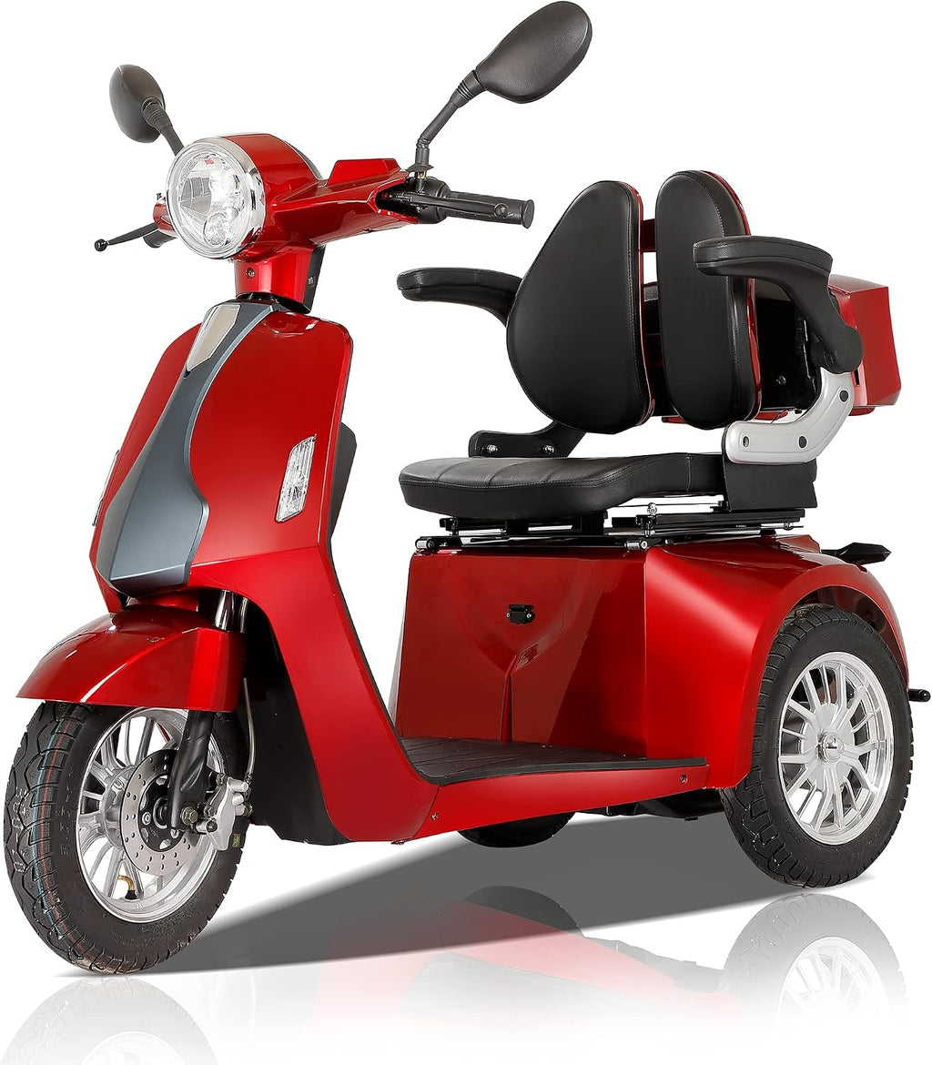 Heavy Duty 3 Wheel Mobility Scooters for Seniors & Adults 500lbs Capacity - Electric Powered Wheelchair Device - 800W All Terrain Fast Mobility Scooter for Outdoor w/Long Range Battery Romote Key