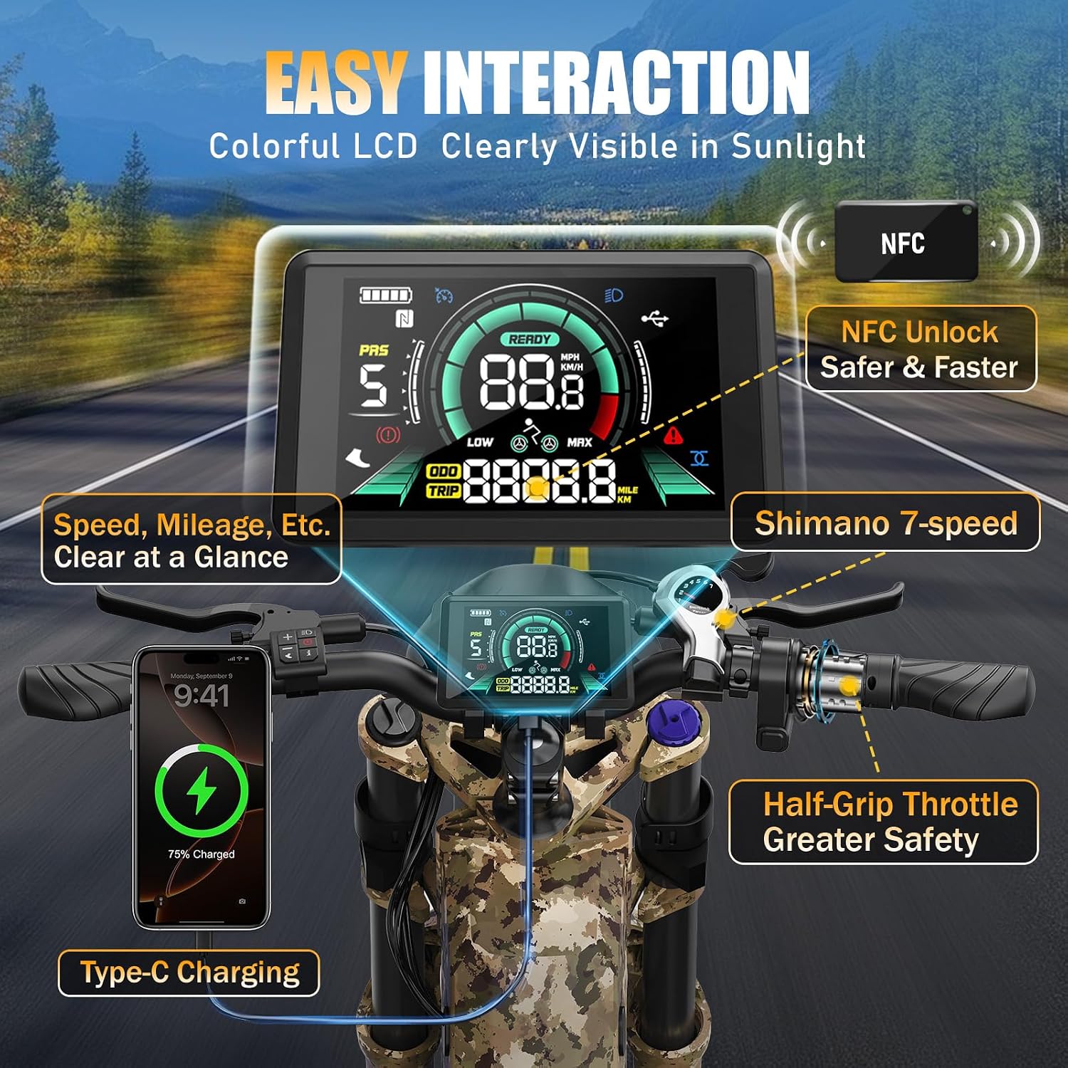 TESWAY X9 Ultra Dual Motor Ebike, 26' Fat Tire Full Suspension AWD Electric Bike for Adults, 4000W 43MPH 240NM, 60V 30Ah(Camo)/25Ah(Other) 120 Miles Long Rang