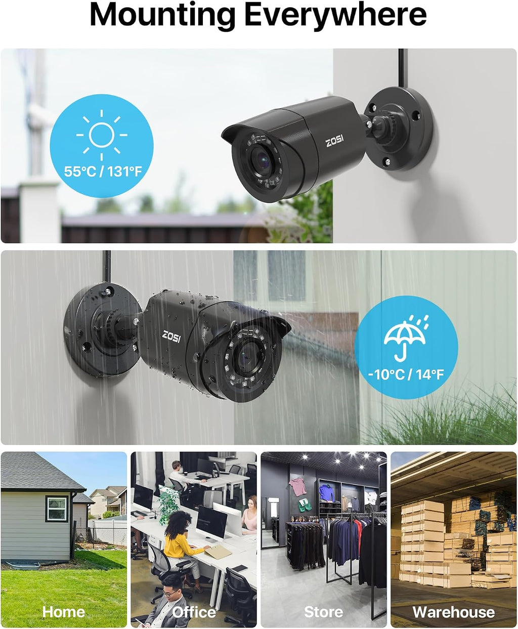 ZOSI 8CH 3K Lite Security Camera System with AI Human Vehicle Detection, 8 x 1920TVL Weatherproof Home Outdoor Cameras, 80ft Night Vision, Remote Access, H.265+ 8 Channel Video DVR, NO Hard Drive