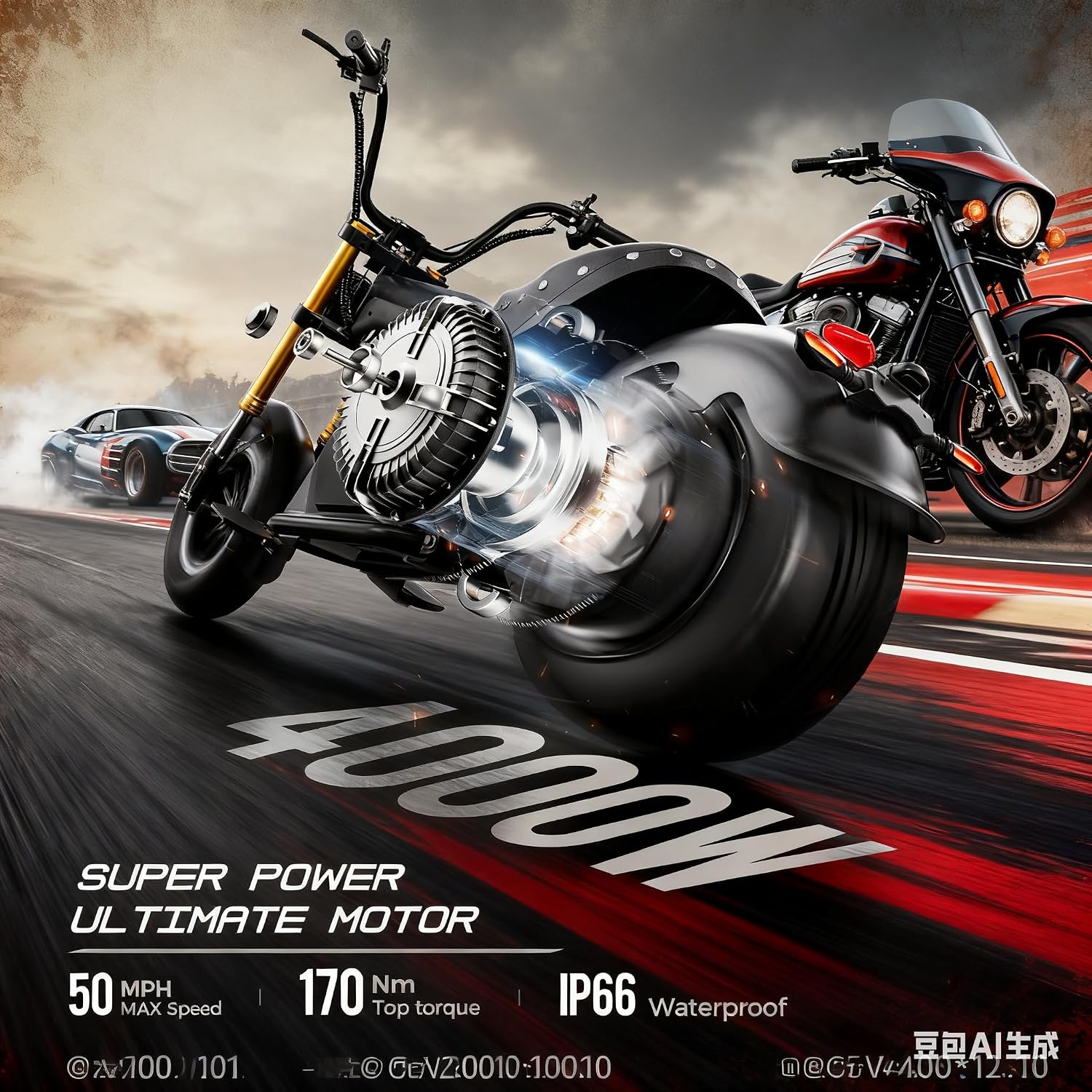 eAhora 4000W M8S Electric Motorcycle for Adults,72V 35Ah Lithium Battery 87 Miles Long Range, Full Suspension Dual Hydraulic Brakes,IP6 Color LCD Display Street Legal High Speed Bike
