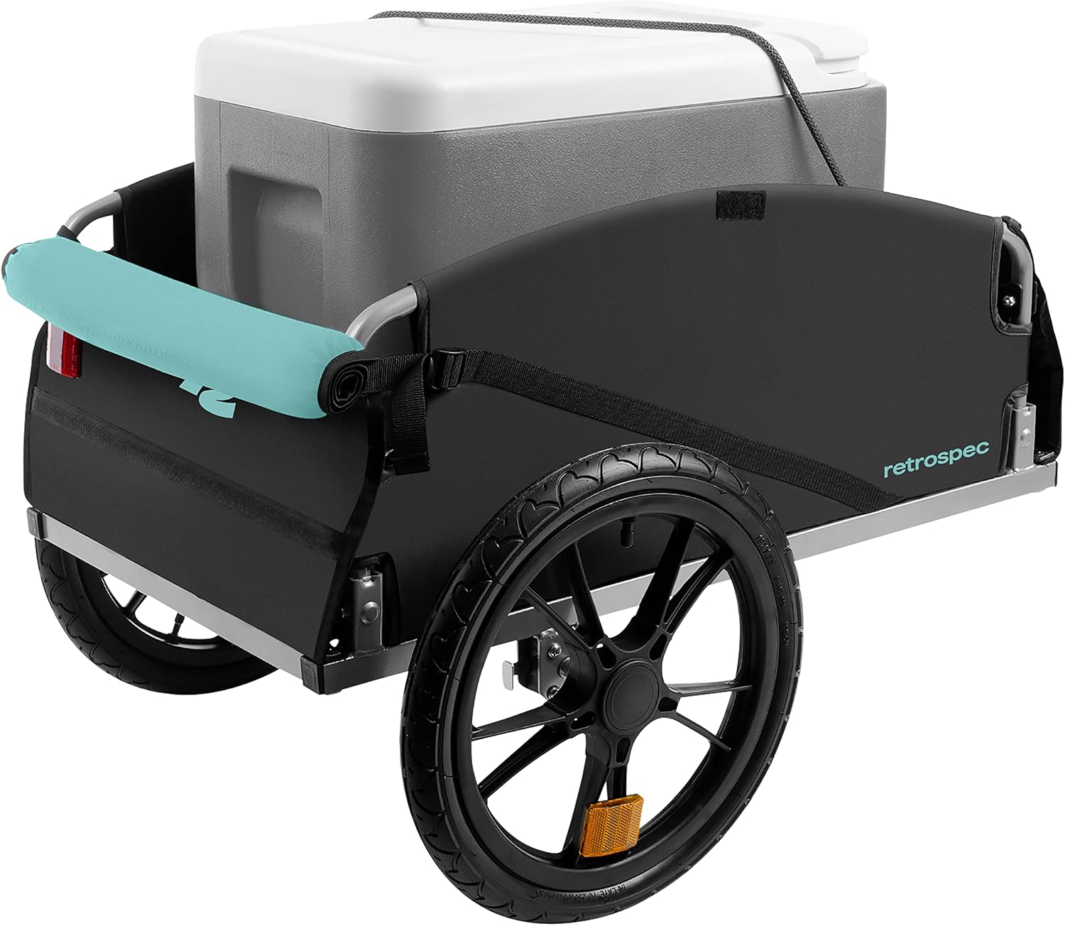 Retrospec Rover Hauler Bike Cargo Trailer - Foldable Frame with Weather-Resistant Fabric & 80lb Capacity - Universal Bike Trailer for 20-29in Wheels - Includes Safety Flag & D-Ring Anchors