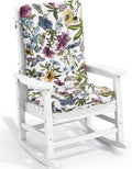 SERWALL SEWALL Oversized Outdoor Rocking Chair with Cushion, Patio Rocking Chairs for Porch, White HDPR Rocker+Flower Cushion