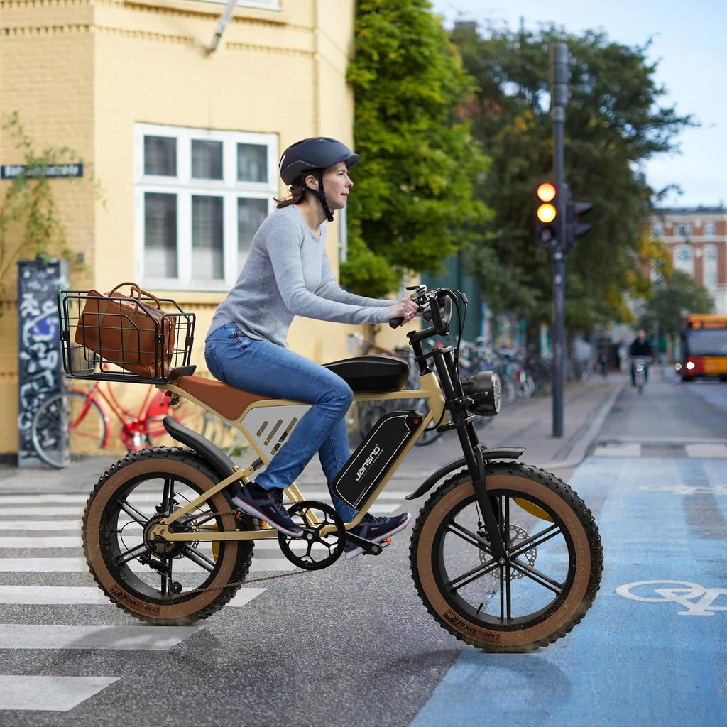 JANSNO Electric Bike 20' x 4.0 Adult Electric Bike with 750W Brushless Motor with Unlockable Rage Mode, 48V 34Ah Modular Dual Batteries, Extra Long Range, 7-Speed Transmission UL Listed