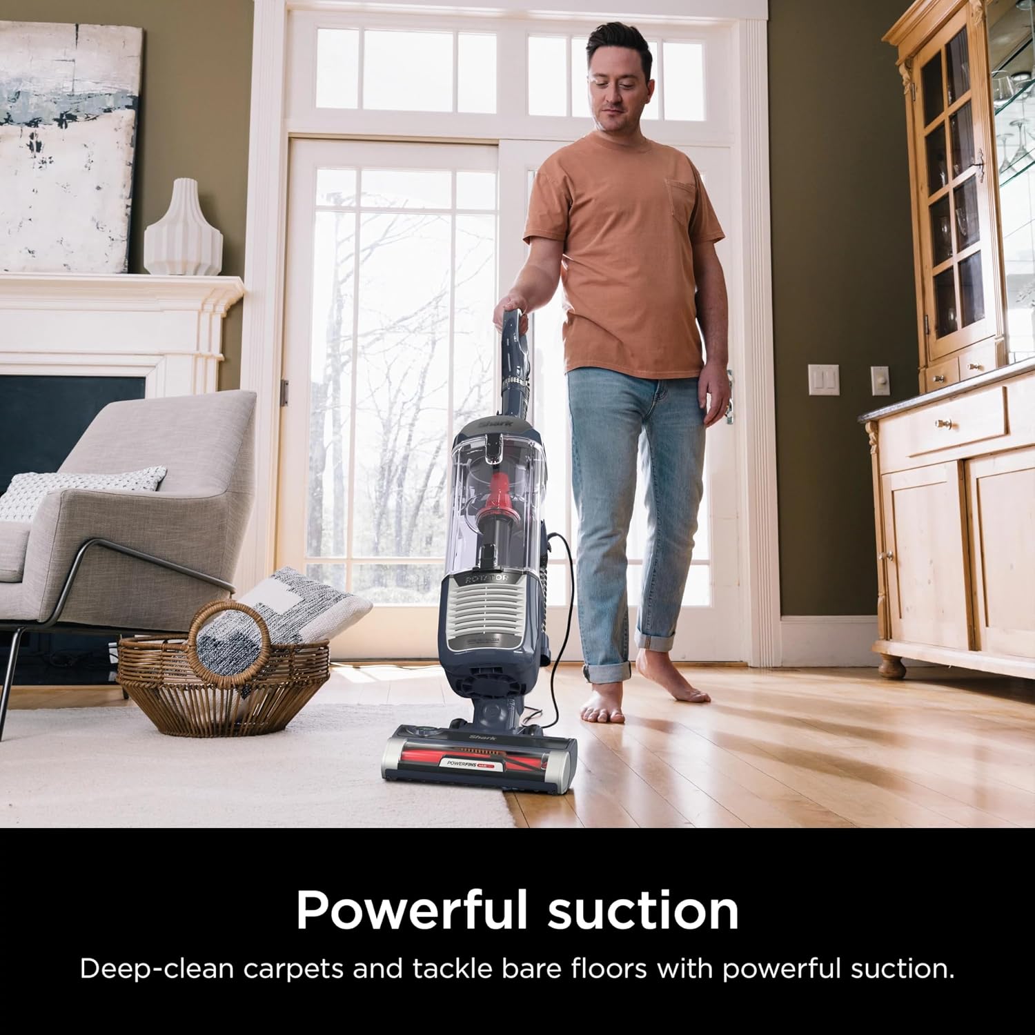 Shark ZU100 Rotator Pet Upright Vacuum with PowerFins HairPro & Odor Neutralizer Technology, Navy (Renewed)