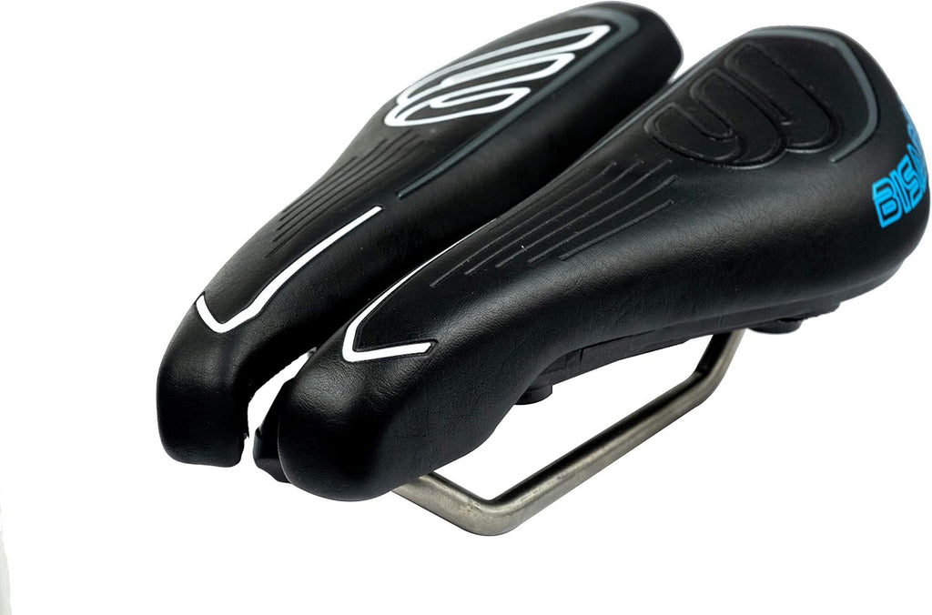 BiSaddle SRT Super Short Noseless Pain-Free Adjustable Bicycle Saddle Black with Titanium Rails Custom Fit Comfort, one Size