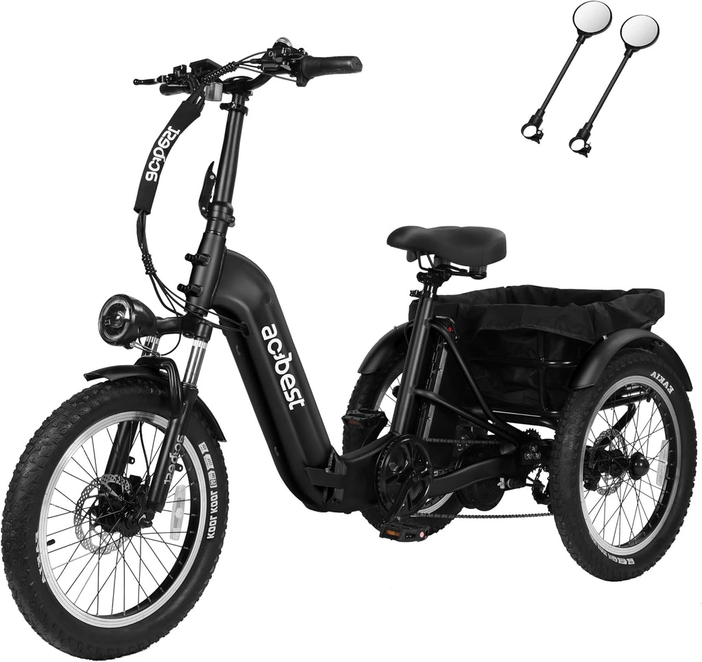 ACTBEST Triker Electric Bike, Peak 1200W Brushless Motor Folding Trike Ebike, 748.8Wh Removable Battery,Up to 70 Miles,Step-Thru 3 Wheel Electric Bicycle,20X3.0 Fat Tire Tricycle for Adults