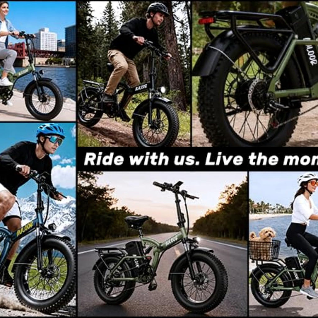Auloor Folding Electric Bike for Adults, 1500W Peak Motor 48V 20Ah Removable Battery, 30 MPH 80 Miles, 20' Fat Tires Full Suspension Ebike, 7-Speed All Terrain E-Bike for Commuting, Camping & Outdoors