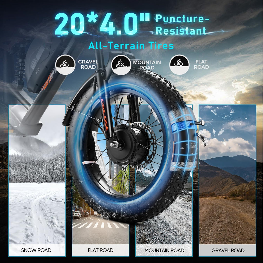 (2025 Upgraded) Eahora Terra Peak 3000W Dual Motor Electric Bike for Adults 48V 20A 30-33MPH 80-120Miles Long Range Adult EBike Dual Hydraulic Brakes Full Suspension Electric Bicycle
