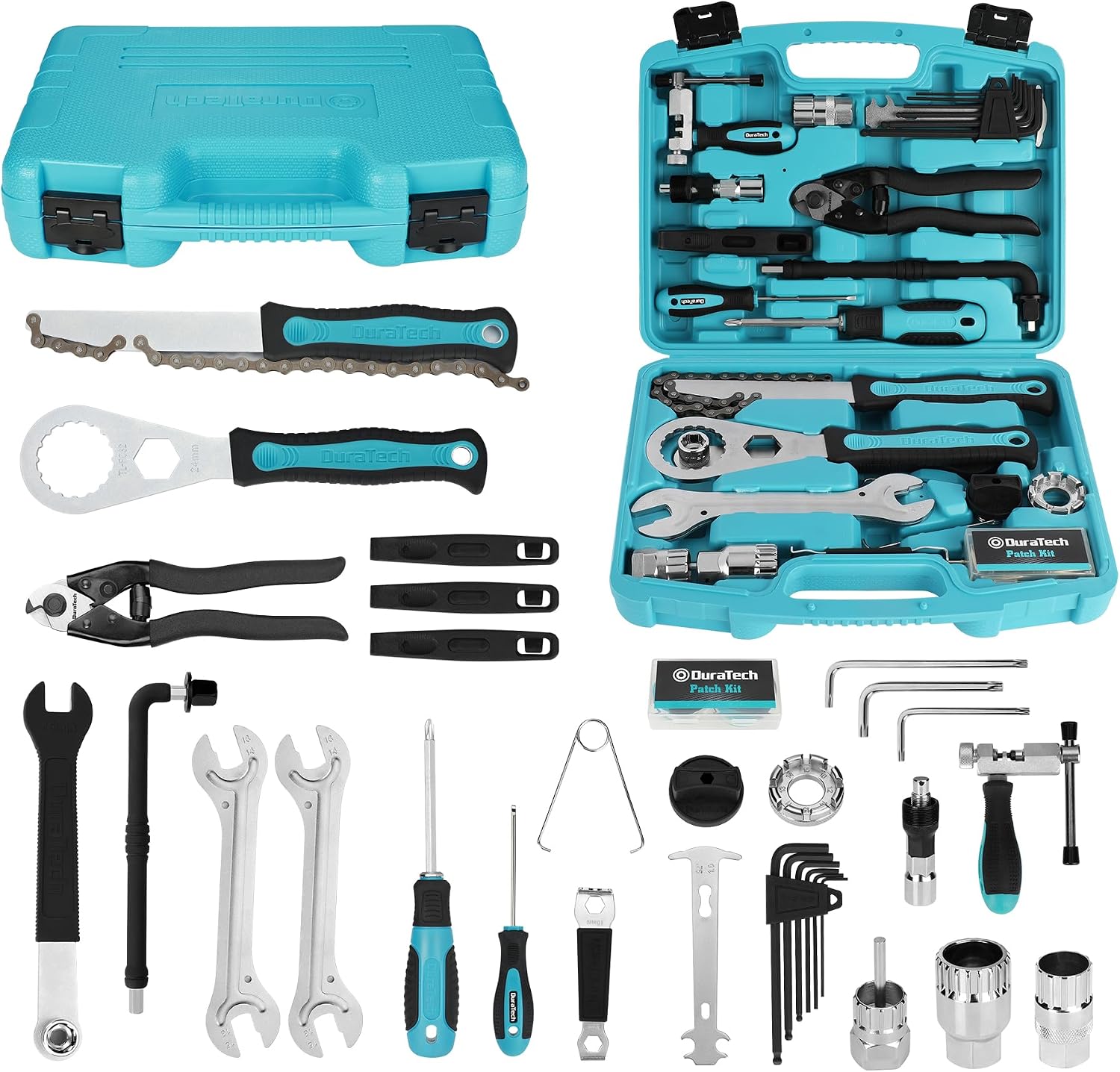 DuraTech 40PC Bike Repair Kit, Bicycle Tool Kit with Carry Case, Bike Accessories for Repairing Tyres, Brakes, Chains, Pedal, Mountain Bike & Road Bike Maintenance, Great Gift for Men, Bike Enthusiast