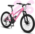 Ecarpat 24 26 Inch Mountain Bike for Girls, 21 Speeds Steel Frame Girls Bike, Front Suspension Teens Sport Bicycle for School Short Trip Camping, Summer Gift for Girls, Pink Purple White Options