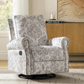 HULALA Home Modern Rocker Recliner, Printed Fabric Swivel Glider with Adjustable Backrest & Footrest, Beige