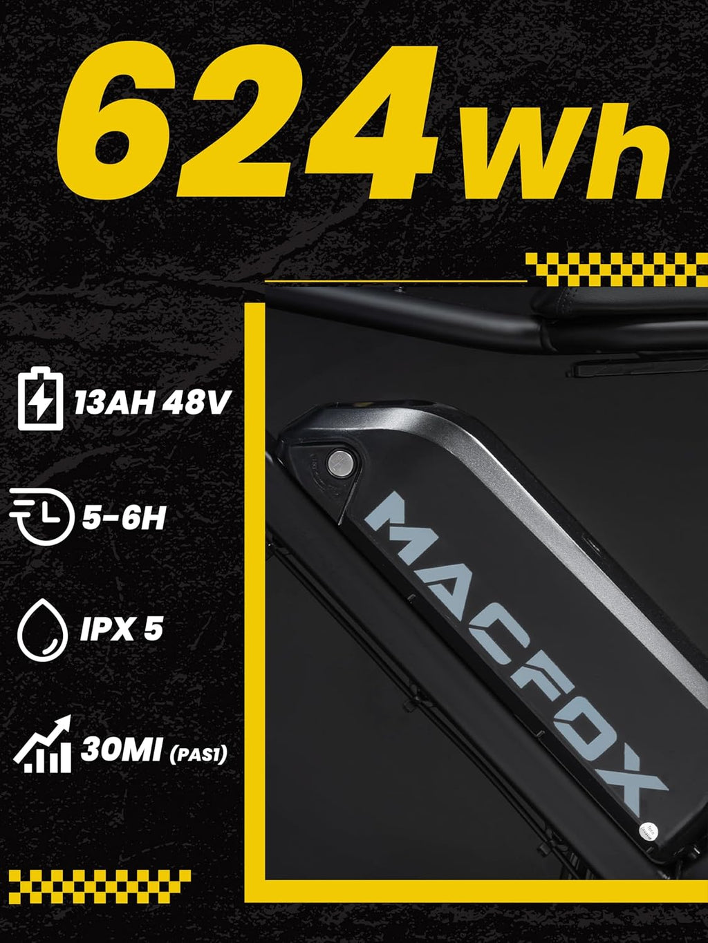 MACFOX X7 Electric Bike for Adults, 750W EBike with Hydraulic Brakes, 48V 13Ah Removable Battery 30 Mile Range, Upgraded 20x5.0 Rear Fat Tire for School/City/Town Commuting (UL2849 & Class-2)