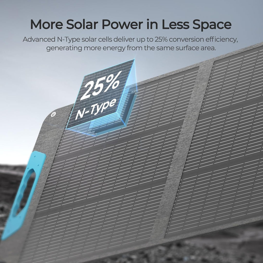 Renogy 100W Portable Solar Panel, 25% High Efficiency N-Type Foldable Solar Charger for Power Station, with Adjustable Kickstand, USB-A Type-C Output, for Camping, RV, SUV, Off-Grid Outdoor Hurricane