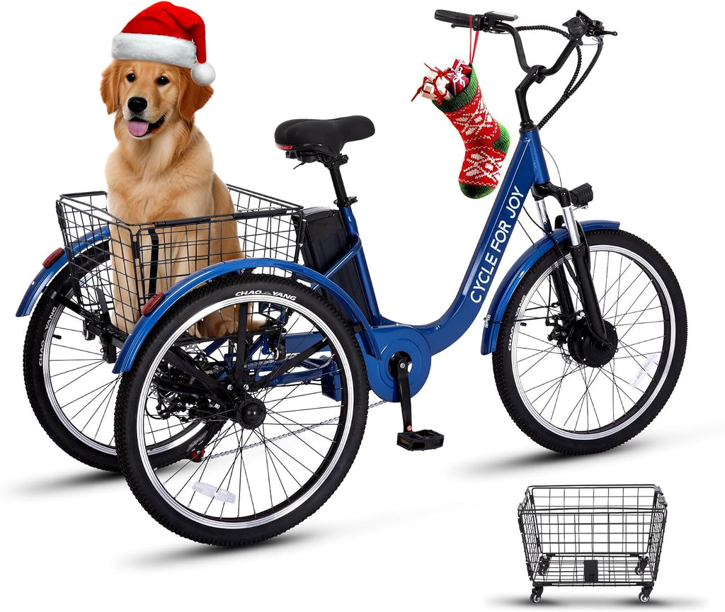 [2026 Upgaded]Luxevelo 500W Electric Tricycle for Adults–24' 7-Speed Compact Commuter Trike with Hydraulic Disc Brakes,Multi-Shock Suspension and 48V 13Ah Removable Battery for Smooth,Effortless Rides