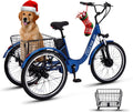 [2026 Upgaded]Luxevelo 500W Electric Tricycle for Adults–24' 7-Speed Compact Commuter Trike with Hydraulic Disc Brakes,Multi-Shock Suspension and 48V 13Ah Removable Battery for Smooth,Effortless Rides