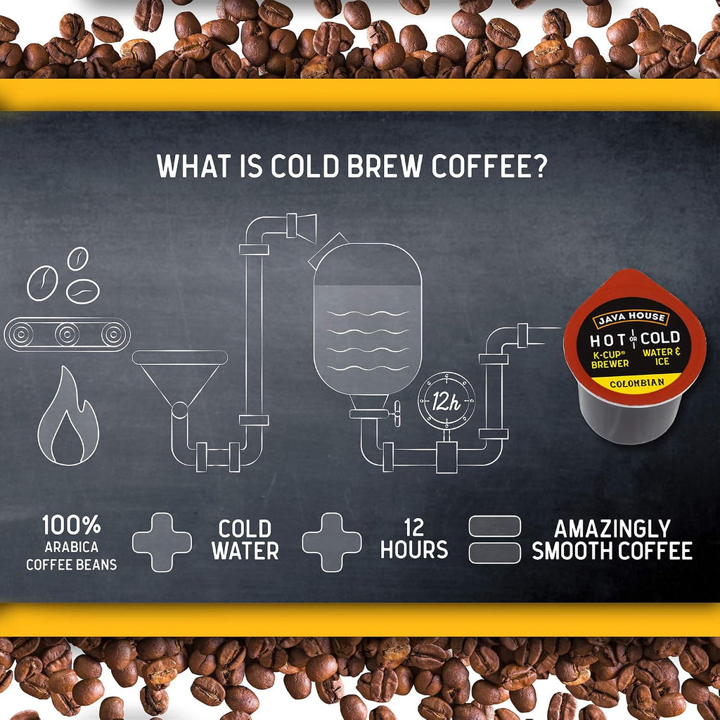 Java House Cold Brew Coffee, Colombian Medium Roast Coffee Concentrate Liquid Pods - 1.35 Fluid Oz (Pack of 60) Enjoy Hot or Iced