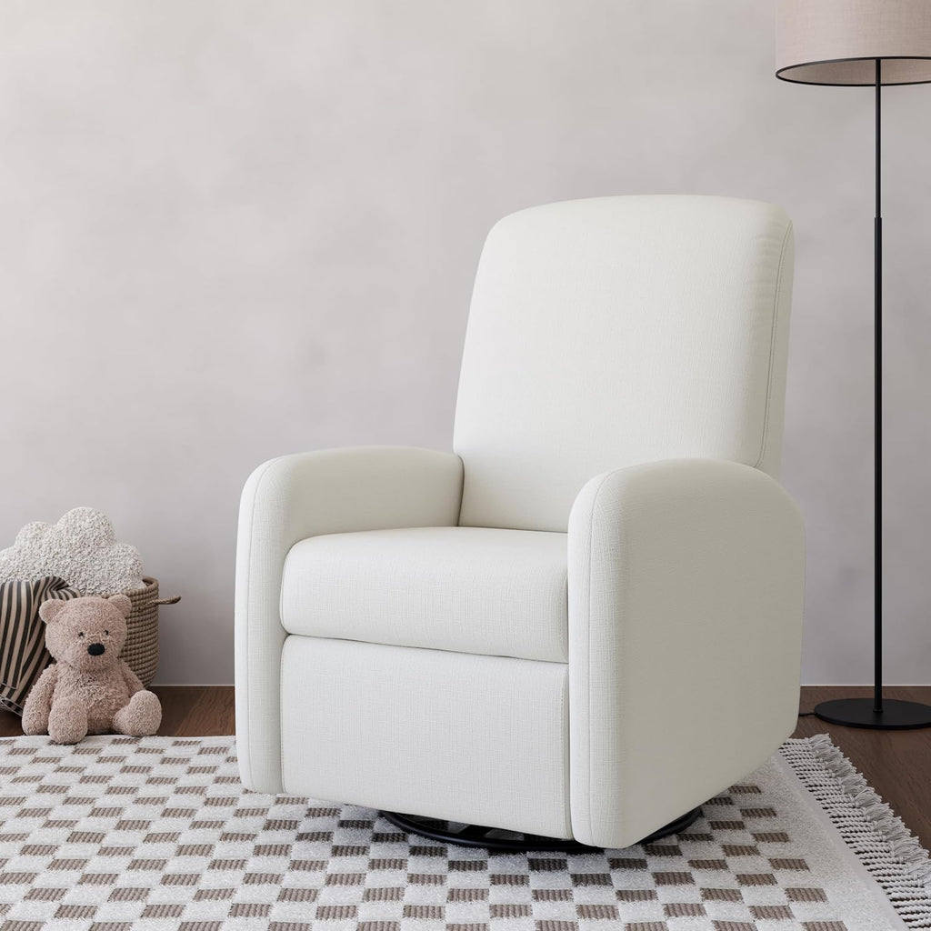 Graco Bellwood Power Recliner Swivel Glider (Ivory Basketweave) – Electronic Power Recliner for Nursery, Includes Dual-USB Charging Port for USB-A & USB-C, Glider Rocking Chair with Full Recline
