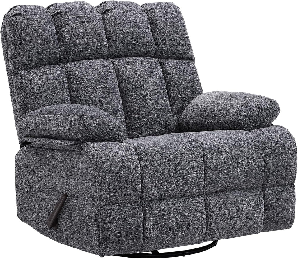 Eiayeebil Oversized Swivel Rocker Recliner Chair for Adult, Rock Recliner for 350lb Big Man, Extra Wide Manual Recliners, Overstuffed Soft Rocking Sofa Chair,Light Grey