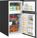 HOMCOM 3.2 Cu.Ft Mini Fridge with Freezer, Compact Refrigerator with Adjustable Thermostat, Shelf and Double Reversible Door for Bedroom, Dorm, Home Office, Energy Efficient, Black