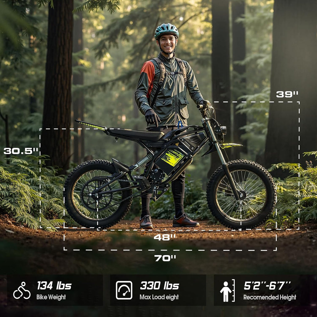 Seemoon Electric Dirt Bike for Teens Adults, Mid-Drive Motor 3200W Peak, Electric Motorcycle 48V28Ah Battery, Max 32mph,17' Tires,Hydraulic Brakes & Dual Suspension,IPX5 Waterproof Off-Road Dirt Bike