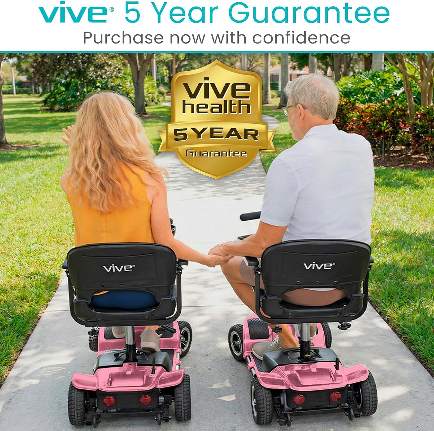 Vive 4 Wheel Mobility Scooter - Electric Powered Wheelchair Device - Compact Heavy Duty Mobile for Travel, Adults, Elderly - Long Range Power Extended Battery with Charger Included (Limited Edition)