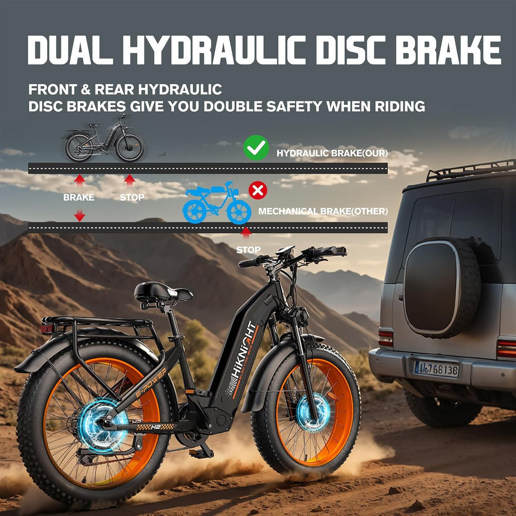 Dual Motor Ebike, 3000W Electric Bike for Adults, 52V 20Ah 26' Fat Tire Fast Ebike Max 38 Mph, up to 90 Miles, Off-Road Mountain E-Bike for Men Women, Step-Through Design