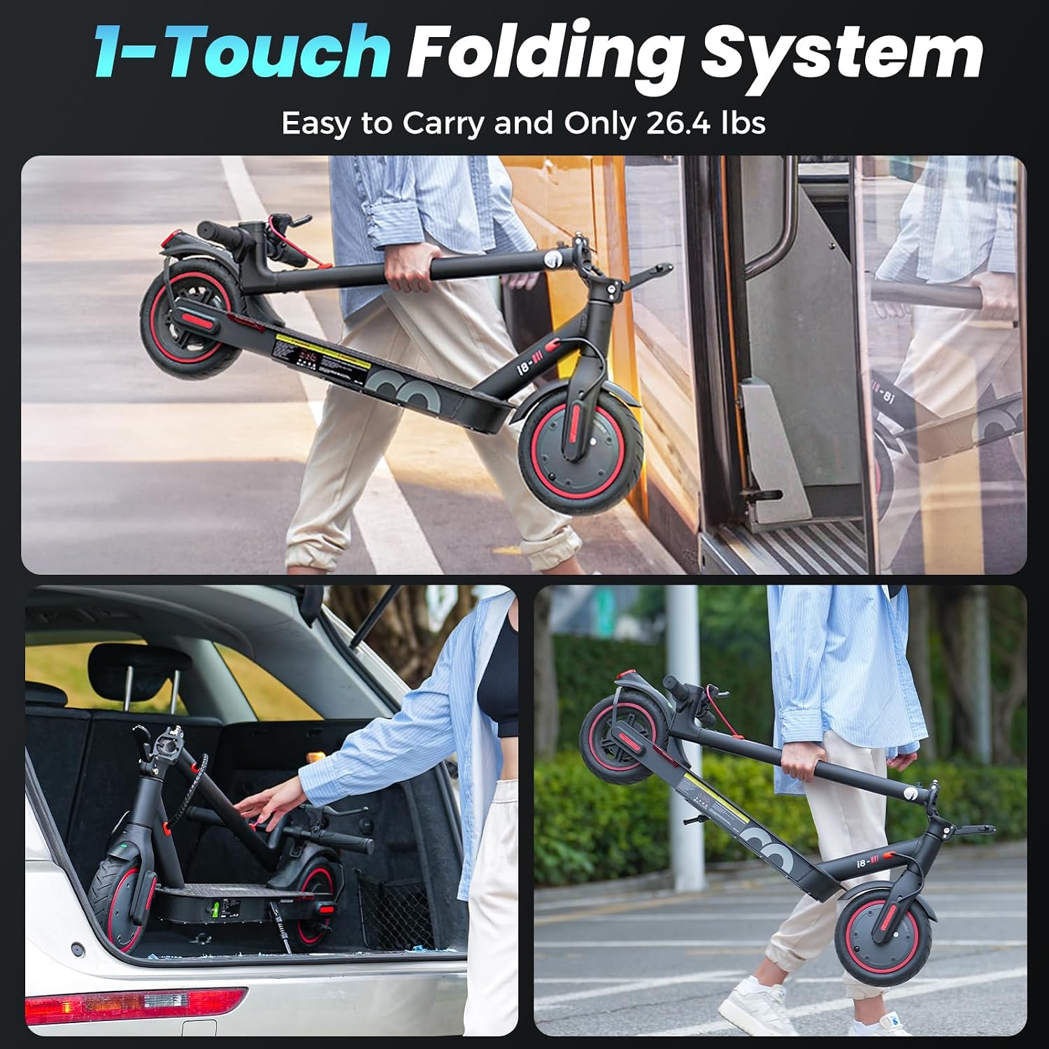 iScooter Electric Scooter Adults & Big Kids, Cruise Control, Dual Braking System, Smart App, Foldable Electric Scooter for Commuting & Campus Use