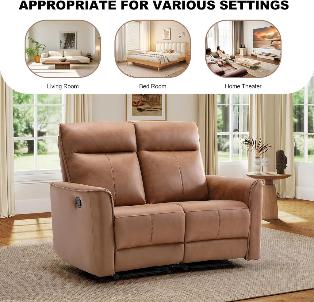 EBELLO Manual Recliner Sofa Furniture Set for Living Room, Included 1 Seat Swivel Glider Recliner Chair and a Wall-Hugger 2 Seat Loveseat Reclining Couch for Home, Office, Brown