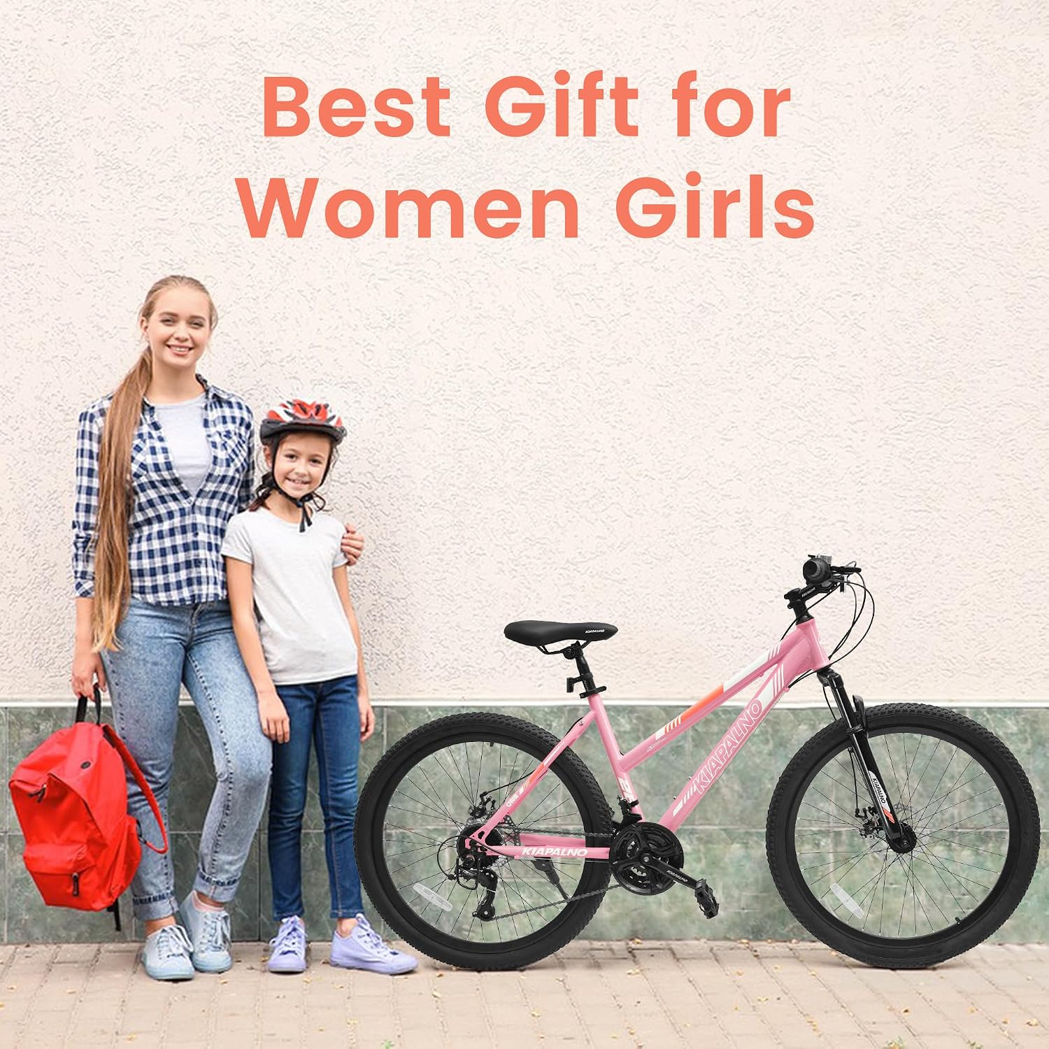 Ecarpat 24 26 Inch Mountain Bike for Girls, 21 Speeds Steel Frame Girls Bike, Front Suspension Teens Sport Bicycle for School Short Trip Camping, Summer Gift for Girls, Pink Purple White Options