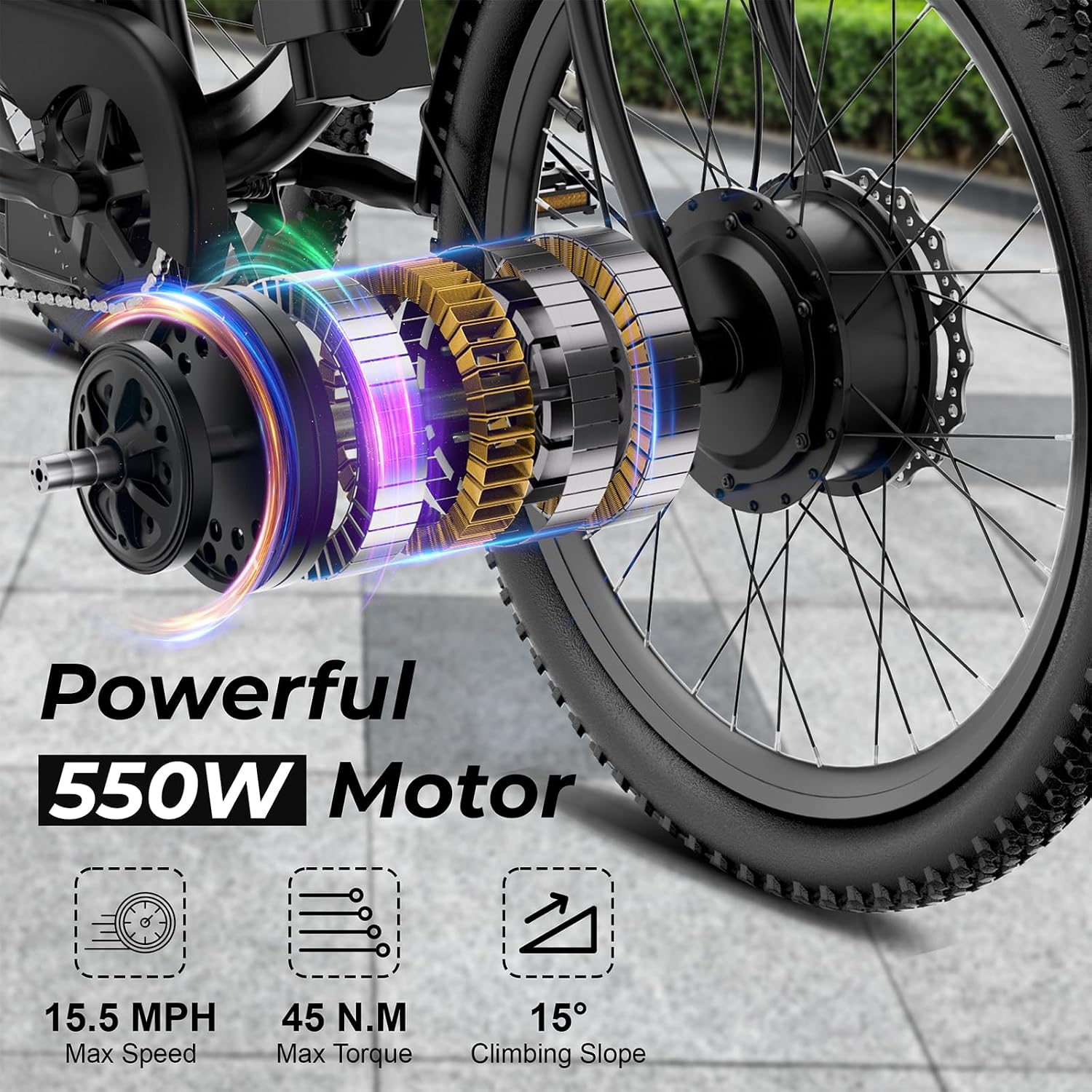 ANCHEER Electric Tricycle for Adults, 350W(Peak 550W) Etrike, 48V/499Wh Ebike, 24' Folding 3 Wheel Electric Trike, 15.5MPH & 55Miles Electric Bike, Rear Differential, Rear Basket