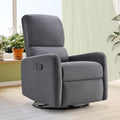 Jocisland Swivel Rocking Chair, Nursery Glider Recliner Chairs for Adults, Rocker for Living Room Bedroom, Comfy Upholstered Modern Nursing Reclining Single Sofa, Grey Linen (No Side Pockets)