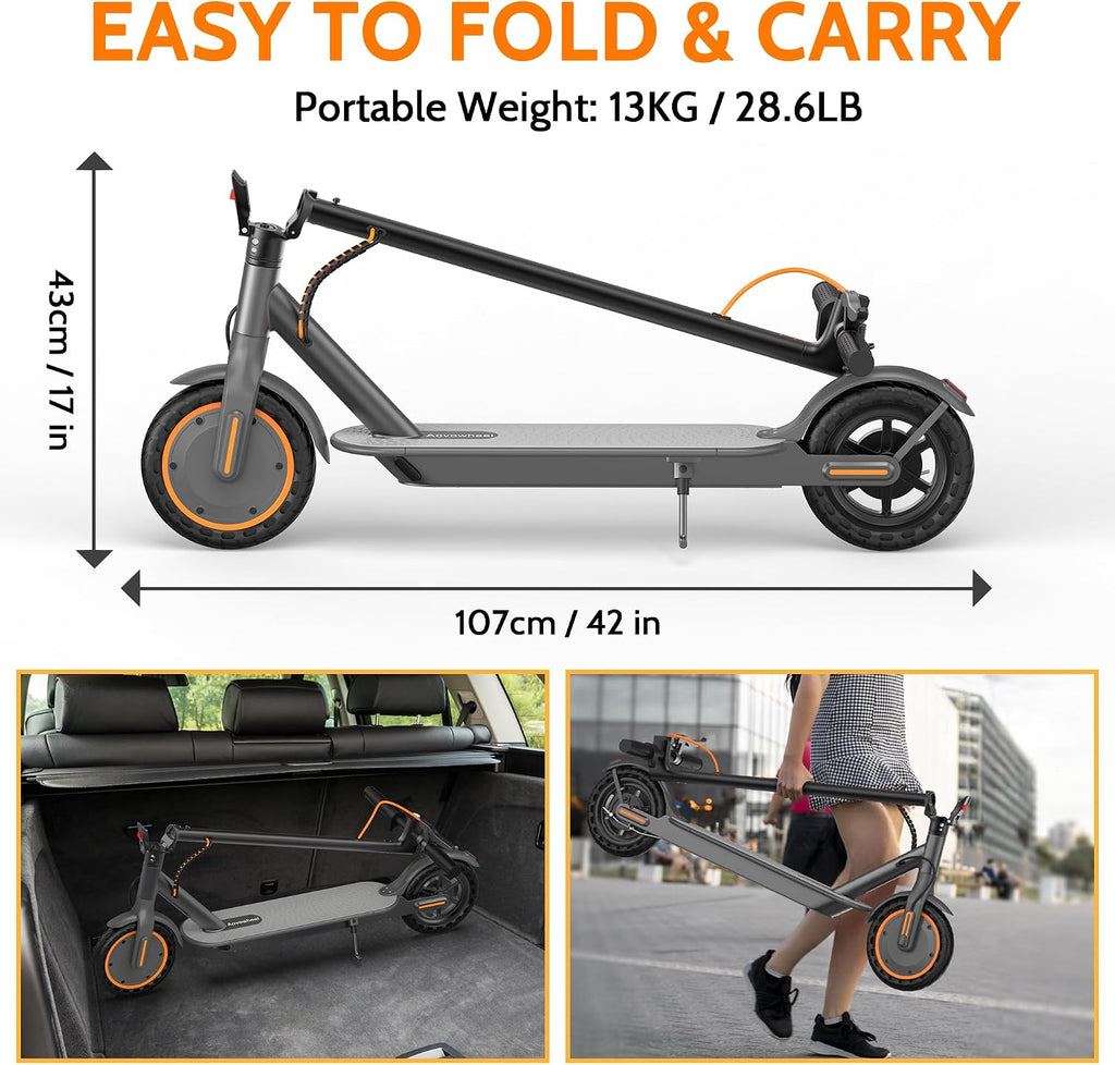 Aovowheel Electric Scooter for Adults, Folding E Scooter with 250W-500W Motor 16-24 Mph Top Speed, Max 15-60Miles Long Range,6.5''/8.5''/10''/14'' Solid Tires Commuting Scooters, Dual Brakes