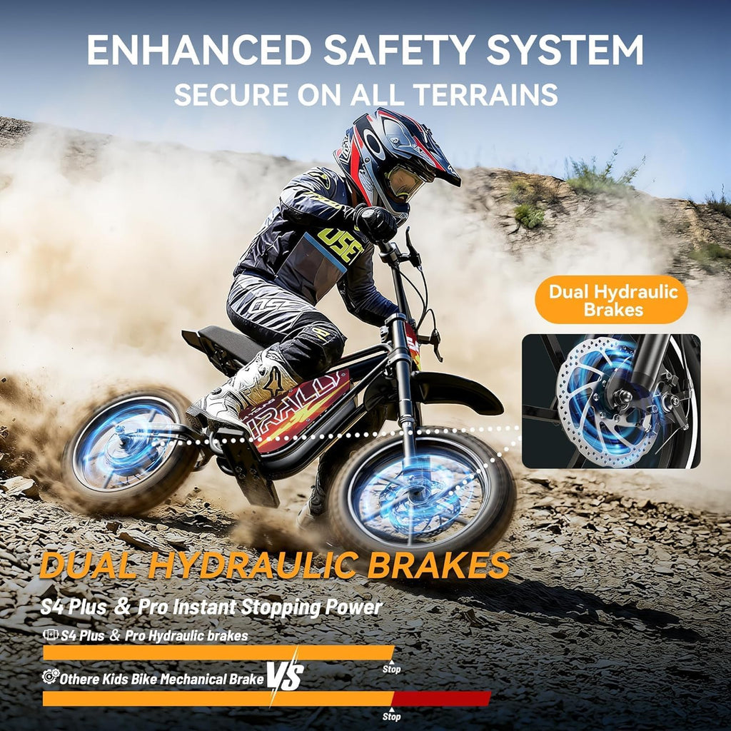 eAhora S4 Electric Dirt Bike for Kids 5-14,Peak 1200W Electric Motorcycle - Up to 26.8 Mph, 48V 10.4AH Battery 37 Miles Long-Range, Full Suspension Disc Brake,3-Speed Off-Road Dirtbike for Boys Girls