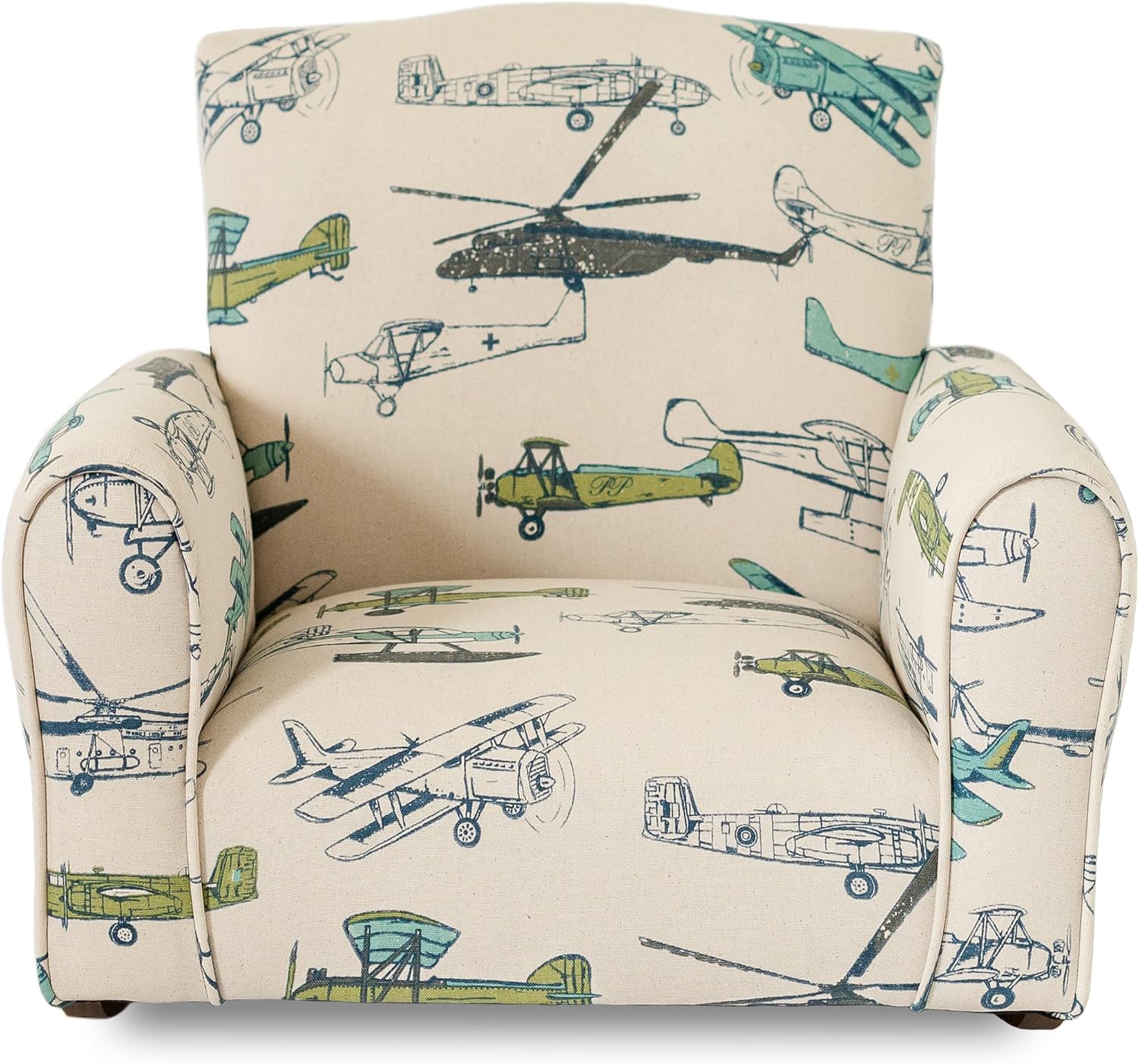 Kid Rocking Chair for Toddlers, Child Chair for Little Kids, Upholstered Toddler Armchair for Children, Comfy and Cute Little Kid Chairs (Rockers, Airplanes Print)