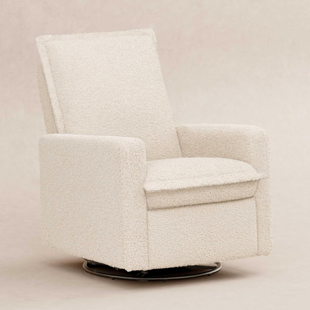 Babyletto Cali Flange Recliner and Swivel Glider in Almond Teddy Loop, Greenguard Gold and CertiPUR-US Certified