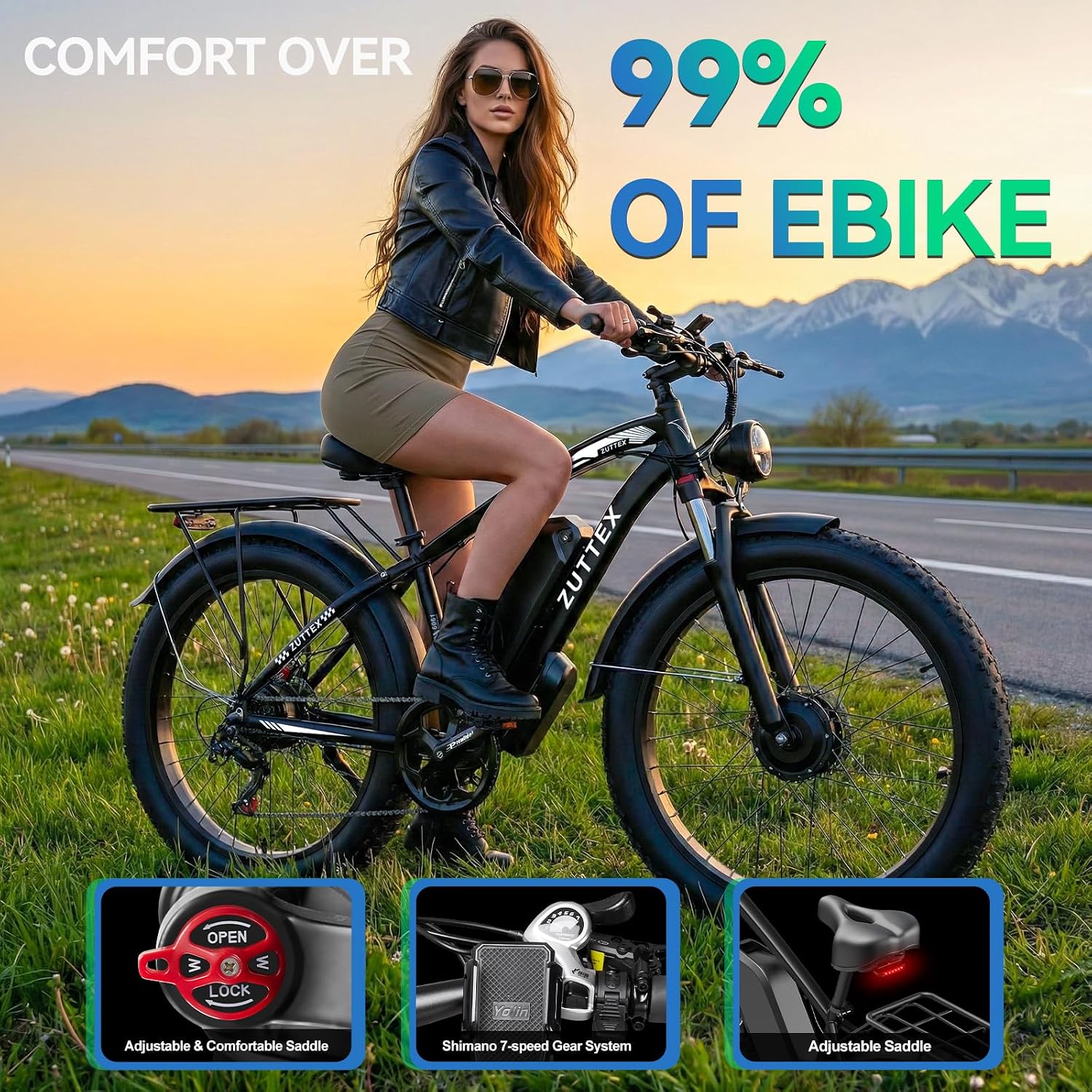 Dual Motor Ebike 9000W Peak with 58V Max-Output 36AH Battery for Adults 24' Fat Tire Smart Display 47MPH 35-105Miles Electric Bike with Frame Bag for Travel